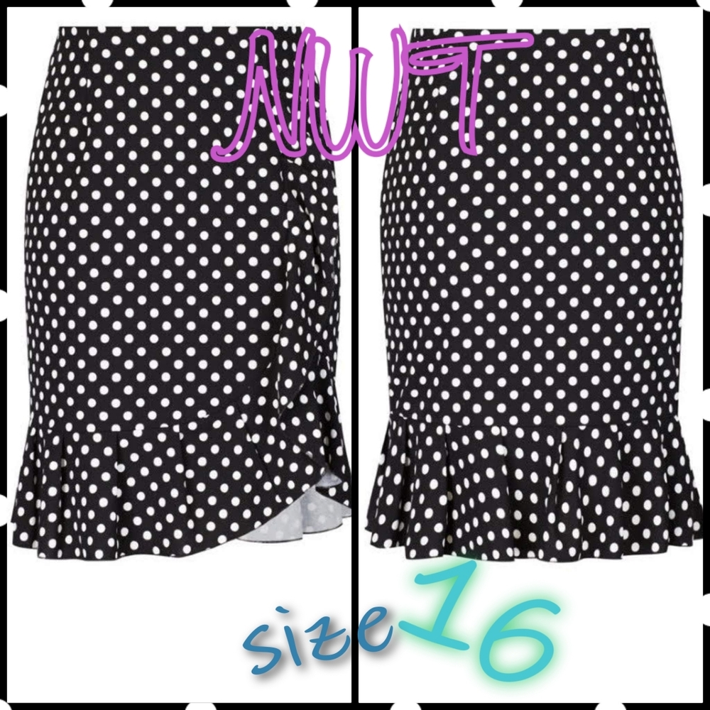 Size 16 City Chic Polka Dot Frill Skirt